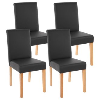 Lot de 4 chaises de salle à manger simili-cuir noir mat pieds clairs CDS04136