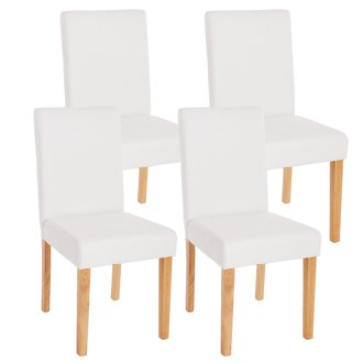 Lot de 4 chaises de salle à manger simili-cuir blanc mat pieds clairs CDS04138