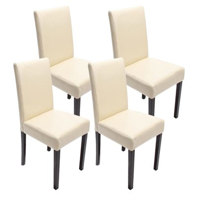 Lot de 4 chaises de salle à manger simili-cuir crème pieds foncés CDS04142 - cds04142 - 3000074427533