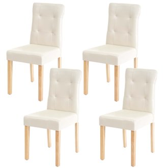 Lot de 4 chaises en simili-cuir crème pieds en bois clair CDS04543