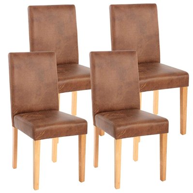 Lot de 4 chaises de salle à manger simili-cuir marron vieilli pieds clairs CDS04151 - cds04151 - 3000077448177