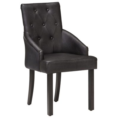 Lot de 4 chaises de salle à manger cuisine design vintage cuir de chèvre véritable noir CDS021783 - CDS021783 - 3000016921532