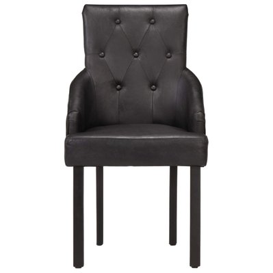 Lot de 4 chaises de salle à manger cuisine design vintage cuir de chèvre véritable noir CDS021783 - CDS021783 - 3000016921532