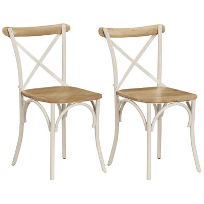 Lot de 2 chaises de salle à manger cuisine blanc bois de manguier solide CDS020165 - CDS020165 - 3001061499786