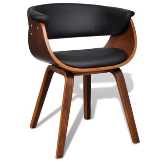 Chaise de salle à manger confort optimal bois courbé et similicuir noir CDS020018