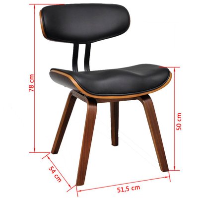 Lot de 4 chaises de salle à manger cuisine design moderne bois courbé et similicuir noir CDS021324 - CDS021324 - 3001181399782
