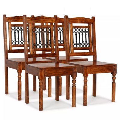 Lot de 4 chaises de salle à manger cuisine design classique bois massif avec finition Sesham CDS021182 - CDS021182 - 3001167099781