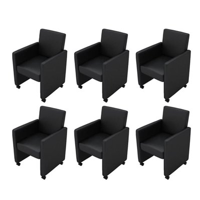 Lot de 6 chaises de salle à manger cuisine design moderne confortable en similicuir noir CDS022678 - CDS022678 - 3000029691538