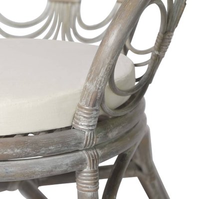 Chaise de salle à manger avec coussin gris rotin naturel et lin CDS020010 - CDS020010 - 3001045899786