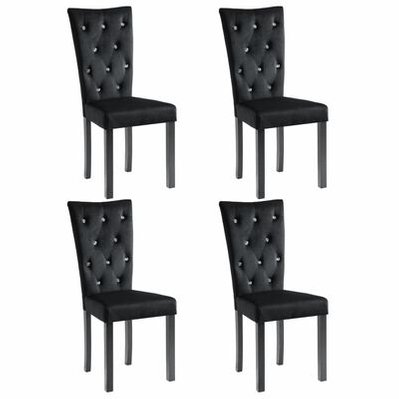 Lot de 4 chaises de salle à manger cuisine boutonnées de cristaux en velours noir CDS021864 - CDS021864 - 3000019141531