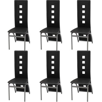Lot de 6 chaises de salle à manger cuisine style contemporaine similicuir noir CDS022691 - CDS022691 - 3000029821539