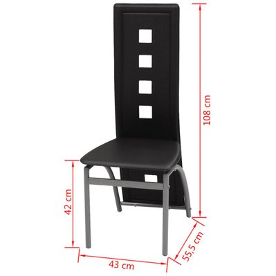 Lot de 6 chaises de salle à manger cuisine style contemporaine similicuir noir CDS022691 - CDS022691 - 3000029821539