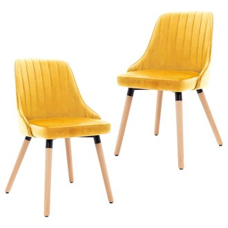 Lot de 2 chaises de salle à manger cuisine design rétro velours jaune CDS020662