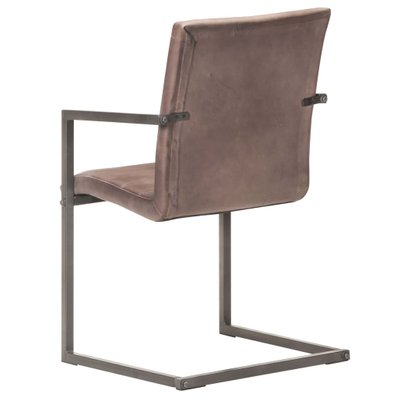 Lot de 4 chaises de salle à manger cuisine cantilever design rétro cuir véritable marron CDS021393 - CDS021393 - 3001188299788