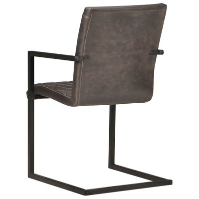 Lot de 2 chaises de salle à manger cuisine cantilever design rétro gris cuir véritable CDS020324 - CDS020324 - 3001077699781