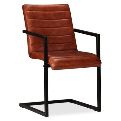 Lot de 6 chaises de salle à manger cuisine design rétro marron cuir véritable CDS022567 - CDS022567 - 3000028551536