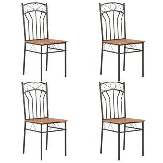 Lot de 4 chaises de salle à manger cuisine design classique marron MDF CDS021694