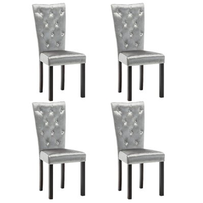 Lot de 4 chaises de salle à manger cuisine dossier cristaux en velours argenté CDS021198 - CDS021198 - 3001168699782
