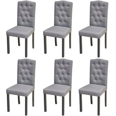 Lot de 6 chaises de salle à manger cuisine style moderne dossier capitonné tissu gris CDS022506 - CDS022506 - 3000027901530