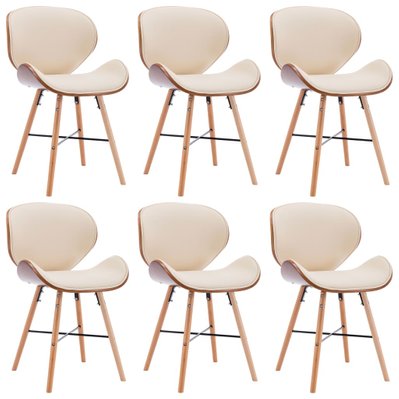 Lot de 6 chaises de salle à manger cuisine design moderne similicuir crème et bois courbé CDS022363 - CDS022363 - 3000026471539