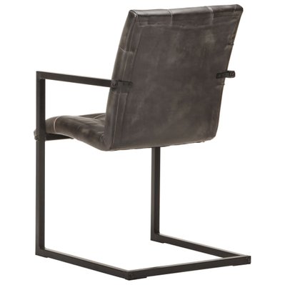 Lot de 4 chaises de salle à manger cuisine cantilever design rétro cuir véritable gris CDS021370 - CDS021370 - 3001185999780