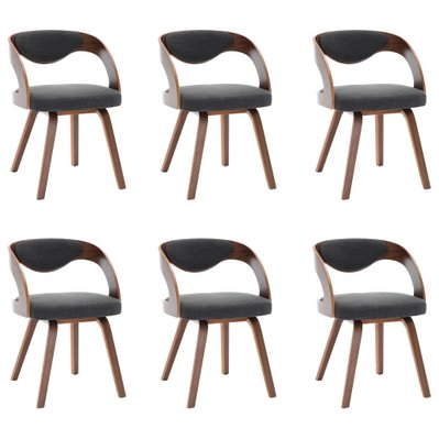 Lot de 6 chaises de salle à manger cuisine design intemporel bois courbé et tissu gris foncé CDS022436 - CDS022436 - 3000027201531