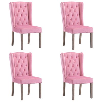 Lot de 4 chaises de salle à manger cuisine design classique velours rose CDS021920 - CDS021920 - 3000021211536