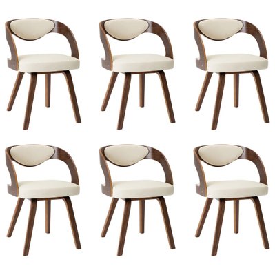 Lot de 6 chaises de salle à manger cuisine design intemporel bois courbé et similicuir crème CDS022348 - CDS022348 - 3000026321537