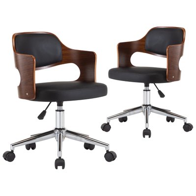 Lot de 2 chaises de salle à manger cuisine design contemporain bois courbé et similicuir noir CDS021174 - CDS021174 - 3001166299786