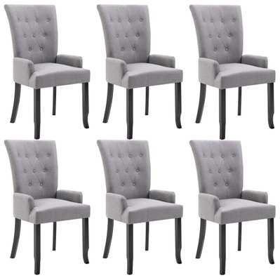 Lot de 6 chaises de salle à manger cuisine avec accoudoirs design classique tissu gris clair CDS022116 - CDS022116 - 3000023921532