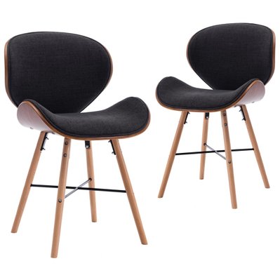 Lot de 2 chaises de salle à manger cuisine design moderne tissu gris foncé et bois courbé CDS020556 - CDS020556 - 3001101899781
