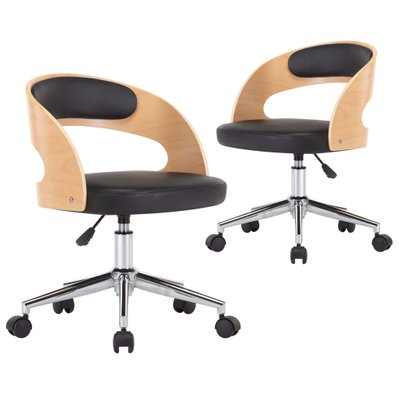Lot de 2 chaises de salle à manger cuisine design contemporain bois courbé et similicuir noir CDS021173 - CDS021173 - 3001166199789