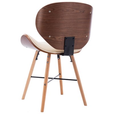 Lot de 4 chaises de salle à manger cuisine design moderne similicuir crème et bois courbé CDS021465 - CDS021465 - 3000013691537