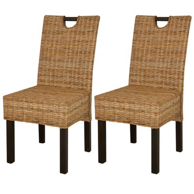 Lot de 2 chaises de salle à manger cuisine design classique rotin Kubu bois de manguier CDS020121 - CDS020121 - 3001056999789