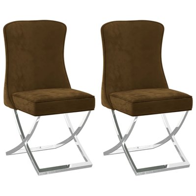 Lot de 2 chaises de salle à manger cuisine 53x52x98 cm design moderne velours et inox marron CDS020668 - CDS020668 - 3001113599785