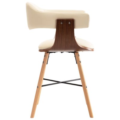 Lot de 4 chaises de salle à manger cuisine design moderne similicuir crème et bois courbé CDS021463 - CDS021463 - 3000013671539
