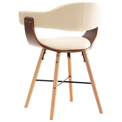 Lot de 4 chaises de salle à manger cuisine design moderne similicuir crème et bois courbé CDS021463 - CDS021463 - 3000013671539