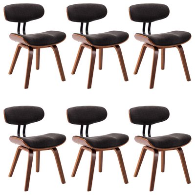 Lot de 6 chaises de salle à manger cuisine design intemporel bois courbé et tissu gris CDS022394 - CDS022394 - 3000026781539