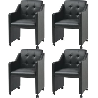 Lot de 4 chaises de salle à manger cuisine design classique similicuir noir CDS021813 - CDS021813 - 3000017221532