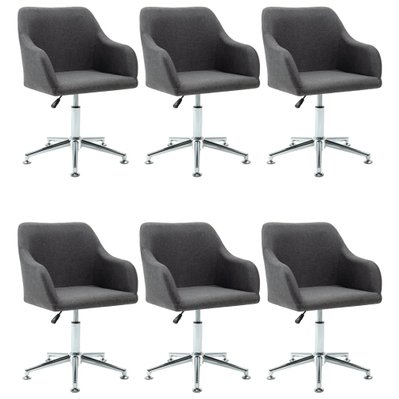 Lot de 6 chaises de salle à manger cuisine pivotantes design contemporain tissu gris foncé CDS022755 - CDS022755 - 3000030471532