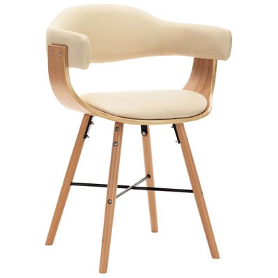 Lot de 2 chaises de salle à manger cuisine design moderne similicuir et bois courbé crème CDS020426 - CDS020426 - 3001088499783