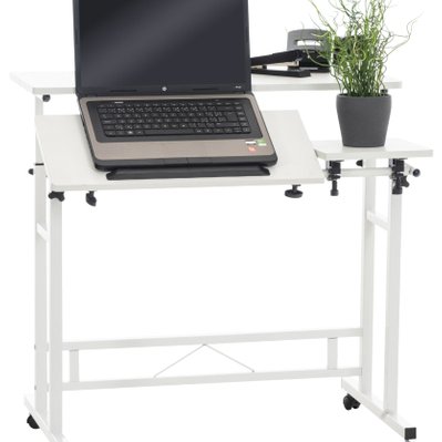 Bureau pupitre avec 2 tablettes ajustables table d'ordinateur Laptop avec plateau en MDF blanc BUR10506 - BUR10506 - 3000915869607