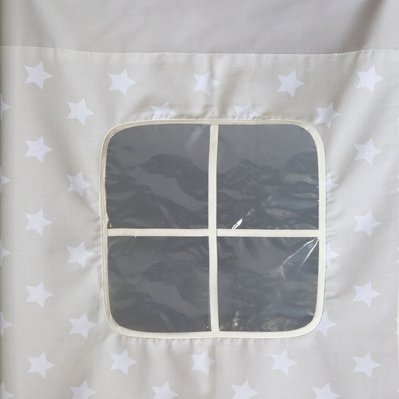 Toile rideau pour lit mezzanine ou surélevé en coton gris avec étoiles APE06056 - APE06056 - 3001101869609