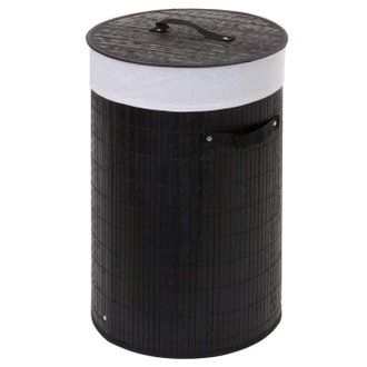 Panier / corbeille à linge en bambou noir 50l avec poignées 59x35cm DEC04124/2