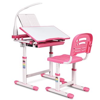 Set bureau et chaise pour enfants avec lampe led charge maximale 80 kg rose 20_0001086
