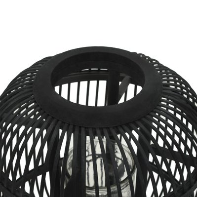 Bougeoir debout porte-bougie bambou noir décoration extérieur 27,5x37 cm DEC020013 - DEC020013 - 3000051991309