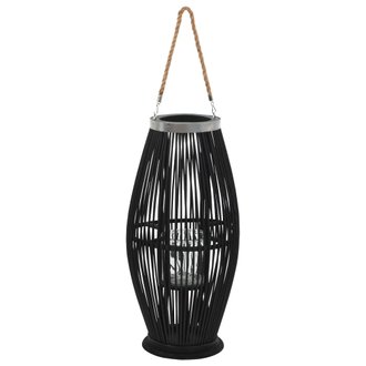 Bougeoir suspendu ou sur pied porte-bougie bambou noir décoration extérieur hauteur 60cm DEC020007