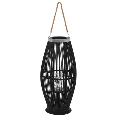 Bougeoir suspendu ou sur pied porte-bougie bambou noir décoration extérieur hauteur 60cm DEC020007 - DEC020007 - 3000051941304