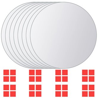 Set de 8 carreaux de miroir rond Verre avec bandes adhésives DEC022668