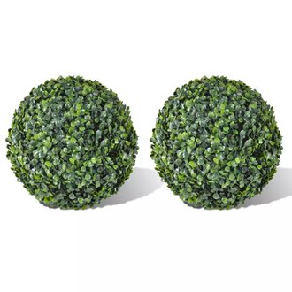 Plante artificielle boules de buis décoration intérieur ou extérieur 2 pièces 35 cm DEC022055